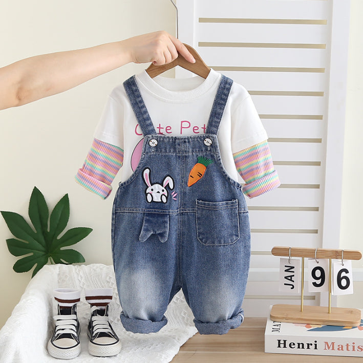 2-Piece Kids Outfit with Denim Overalls β (1-5 Years)